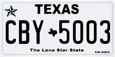 TX license plate CBY5003