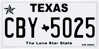 TX license plate CBY5025