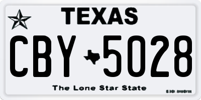 TX license plate CBY5028