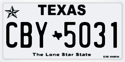 TX license plate CBY5031