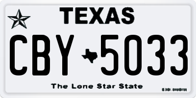 TX license plate CBY5033