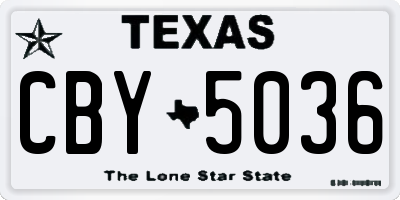 TX license plate CBY5036