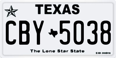 TX license plate CBY5038