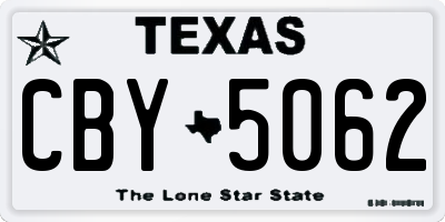 TX license plate CBY5062
