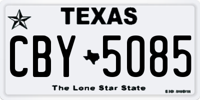 TX license plate CBY5085