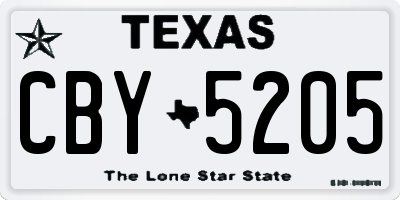 TX license plate CBY5205
