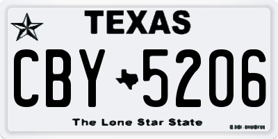 TX license plate CBY5206