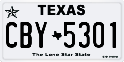 TX license plate CBY5301