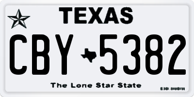 TX license plate CBY5382