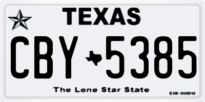 TX license plate CBY5385