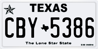 TX license plate CBY5386