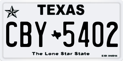 TX license plate CBY5402