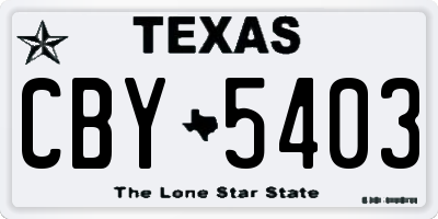 TX license plate CBY5403