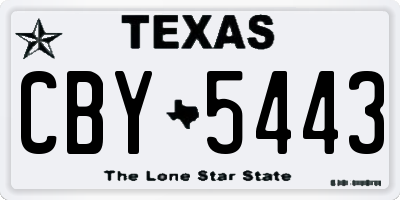 TX license plate CBY5443