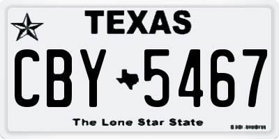 TX license plate CBY5467