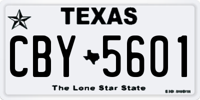 TX license plate CBY5601