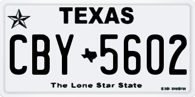 TX license plate CBY5602
