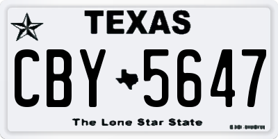 TX license plate CBY5647