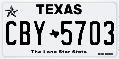 TX license plate CBY5703