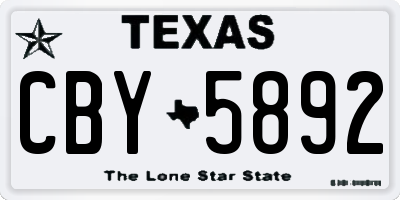 TX license plate CBY5892