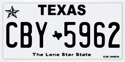TX license plate CBY5962