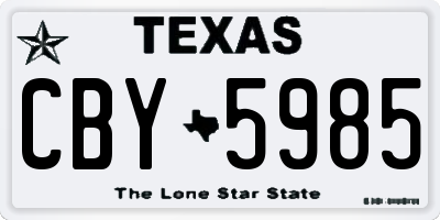 TX license plate CBY5985