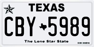 TX license plate CBY5989