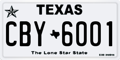 TX license plate CBY6001