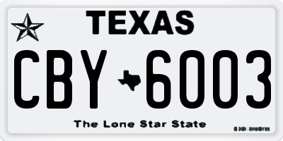 TX license plate CBY6003