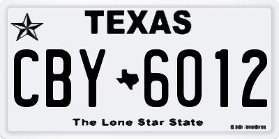 TX license plate CBY6012