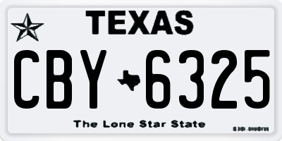 TX license plate CBY6325