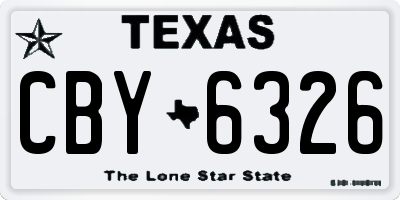 TX license plate CBY6326