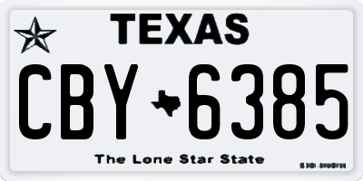 TX license plate CBY6385