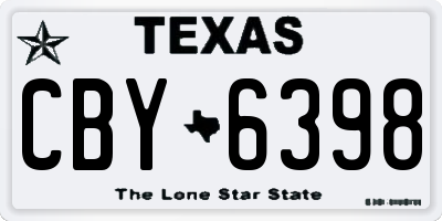 TX license plate CBY6398