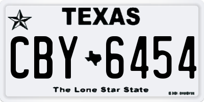 TX license plate CBY6454