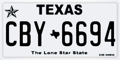 TX license plate CBY6694