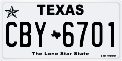 TX license plate CBY6701