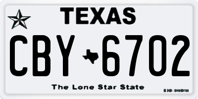 TX license plate CBY6702
