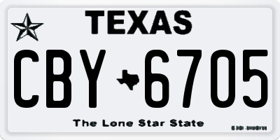 TX license plate CBY6705