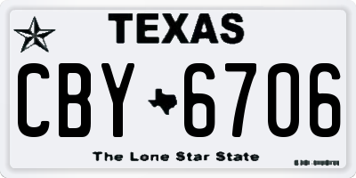 TX license plate CBY6706