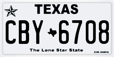TX license plate CBY6708