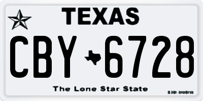 TX license plate CBY6728