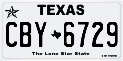 TX license plate CBY6729
