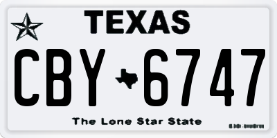 TX license plate CBY6747