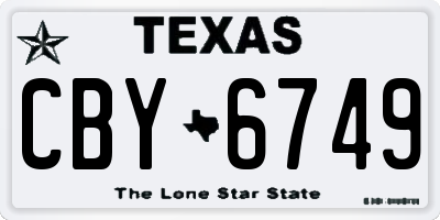 TX license plate CBY6749