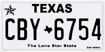 TX license plate CBY6754