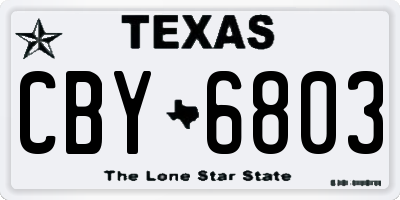 TX license plate CBY6803