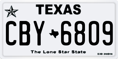TX license plate CBY6809