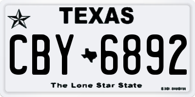 TX license plate CBY6892
