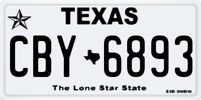 TX license plate CBY6893